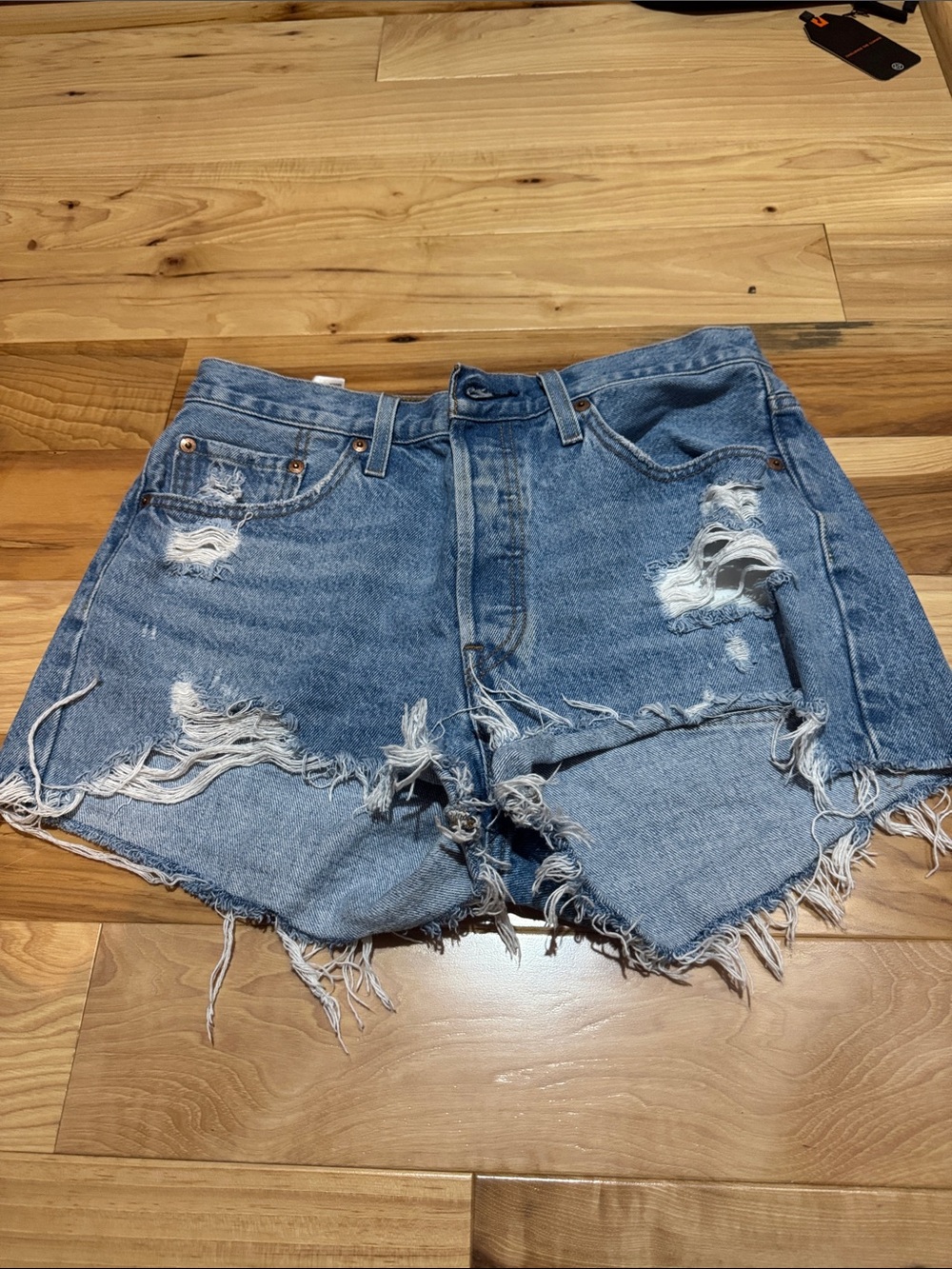 Levi's Light Blue Distressed Denim Cutoff Shorts